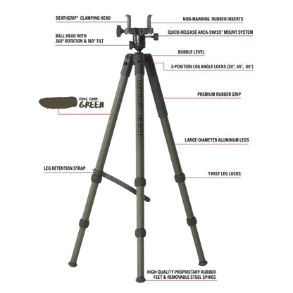 Bog Deathgrip Infinite Aluminum Tripod - Od Green