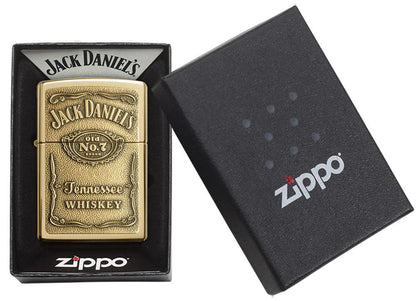 Zippo Windproof Lighter Jack Daniel's® Label-brass Emblem High Polish Brass