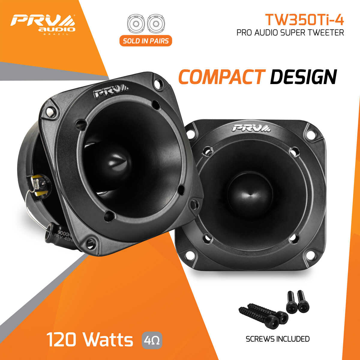PRV AUDIO - 3" X 3" EASY MOUNT 240 WATT 4 OHM PAIR PACKED TWEETERS (TW350TI-4)