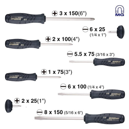 Vessel Armor Grip Screwdriver 8pc. Set No.550a8ptu
