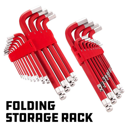 Powerbuilt Red Sae Long Arm Magnetic Hex Key Wrench Set (13 Piece Set)