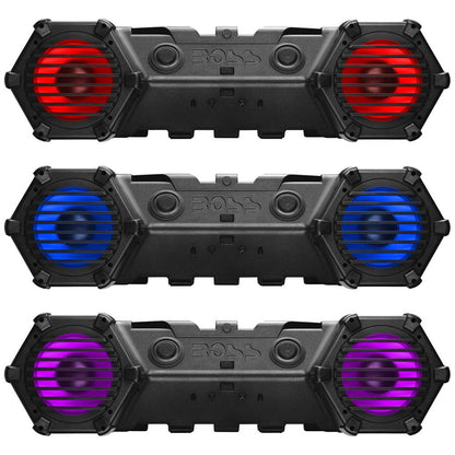 Boss Amplified Bluetooth 8" Marine Speaker Rgb Lighting & Led Light Bar