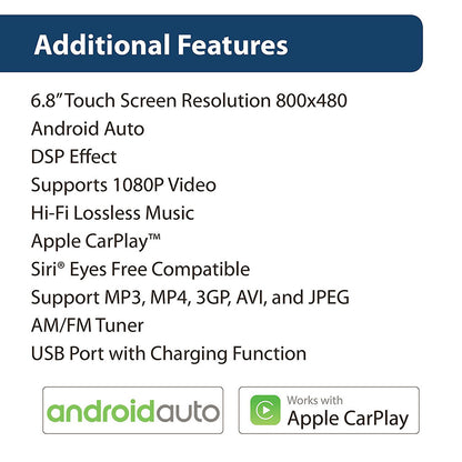Blaupunkt Denver 6.8" Double-din Mechless Receiver Compatible With Android Auto And Apple Carplay