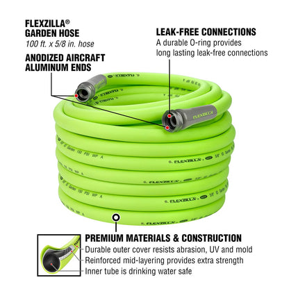 Flexzilla® Garden Hose 5/8" X 100' 3/4" - 11 1/2 Ght Fittings Zillagreen®