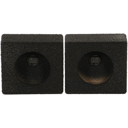 Qpower Empty 6.5" Square Speaker Enclosure Pair Qbomb (spray On Black Bedliner Coating)