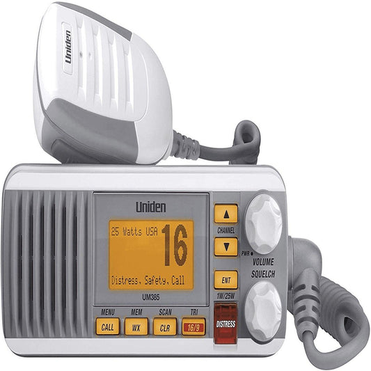 UNIDEN 25 WATT FIXED MOUNT WHITE MARINE RADIO (UM385W)