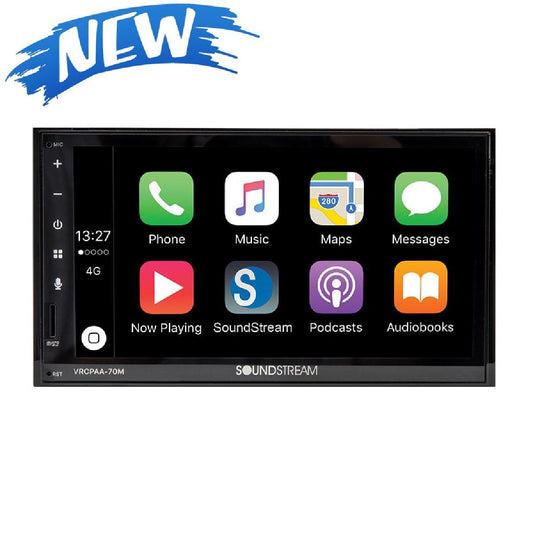 SOUND STREAM 7" DOUBLE DIN MECHLESS WITH WIRELESS APPLE CARPLAY AND ANDROID AUTO (VRCPAA-70MW)