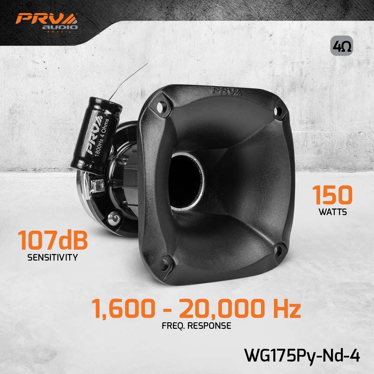 PRV AUDIO - 1" EXIT COMPRESSION DRIVER + HORN COMBO NEO MAGNET 150 WATTS RMS (WG175-PY-ND-4)
