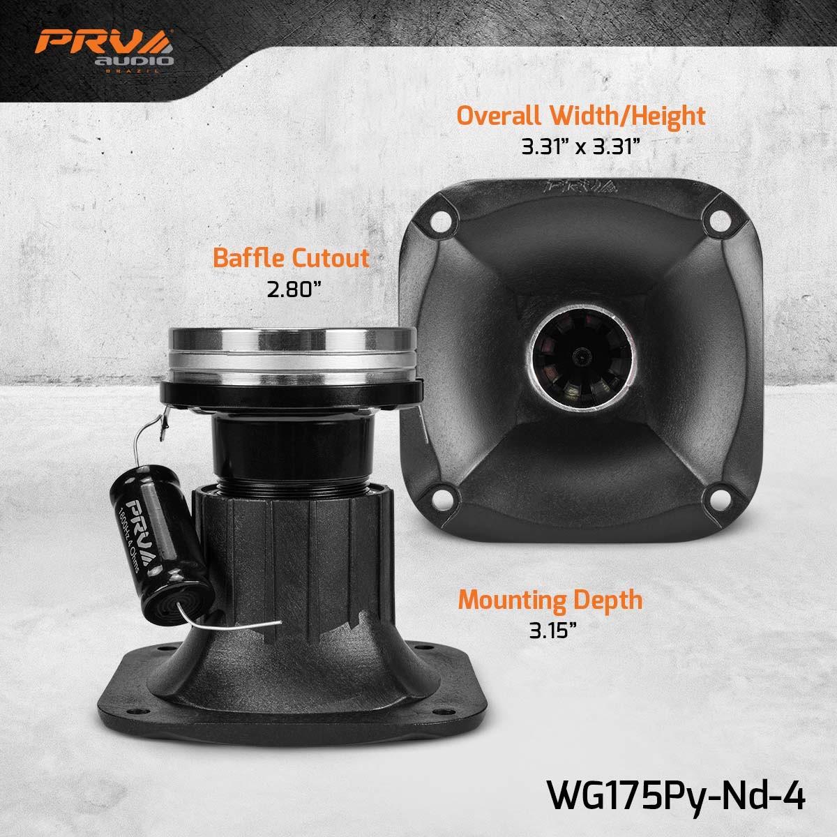 PRV AUDIO - 1" EXIT COMPRESSION DRIVER + HORN COMBO NEO MAGNET 150 WATTS RMS (WG175-PY-ND-4)