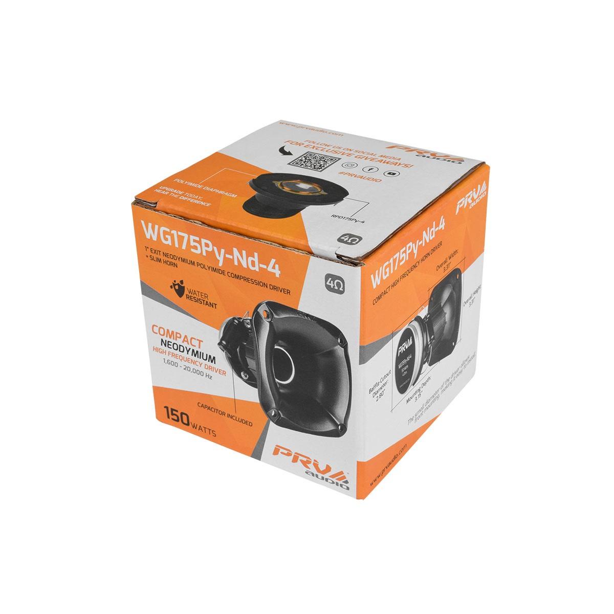 PRV AUDIO - 1" EXIT COMPRESSION DRIVER + HORN COMBO NEO MAGNET 150 WATTS RMS (WG175-PY-ND-4)