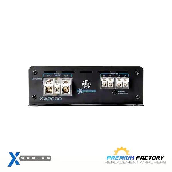 CH BEATS DB Drive Class D car amp X-A2000 black amplifier with power and speaker terminals