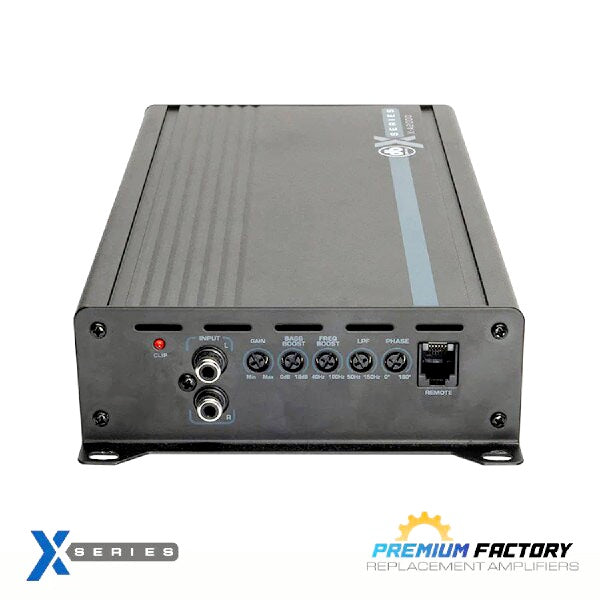 CH BEATS DB Drive Class D car amp with input connectors and control knobs for bass boost and gain