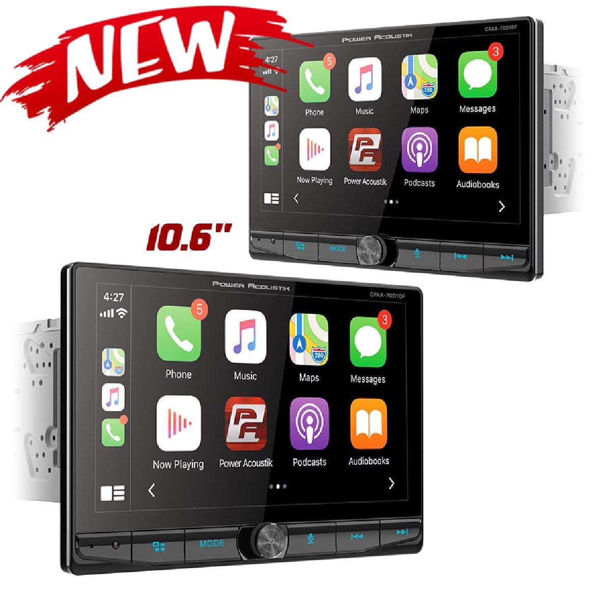 Power Acoustik 10.6 Inch Floating Screen Wireless CarPlay Android Auto DVD Receiver