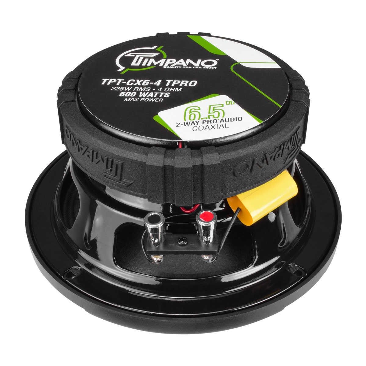Timpano 6.5 Inch Coaxial Speaker 600W 4 Ohm Steel Basket