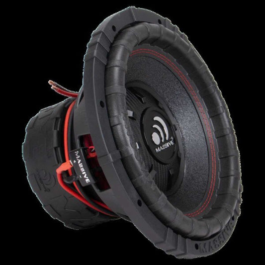 CH BEATS 12 inch 1000 watt subwoofer with black durable cone and red accent stitching