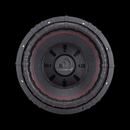 CH BEATS 12 inch 1000 watt subwoofer with black cone and red stitching detail