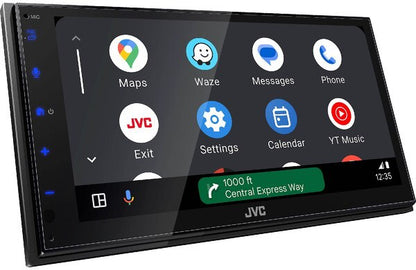 JVC 6.8"" DOUBLE DIN MEDIA RECEIVER APPLE CARPLAY & ANDROID AUTO SIRIUSXM READY (KWM595BT)