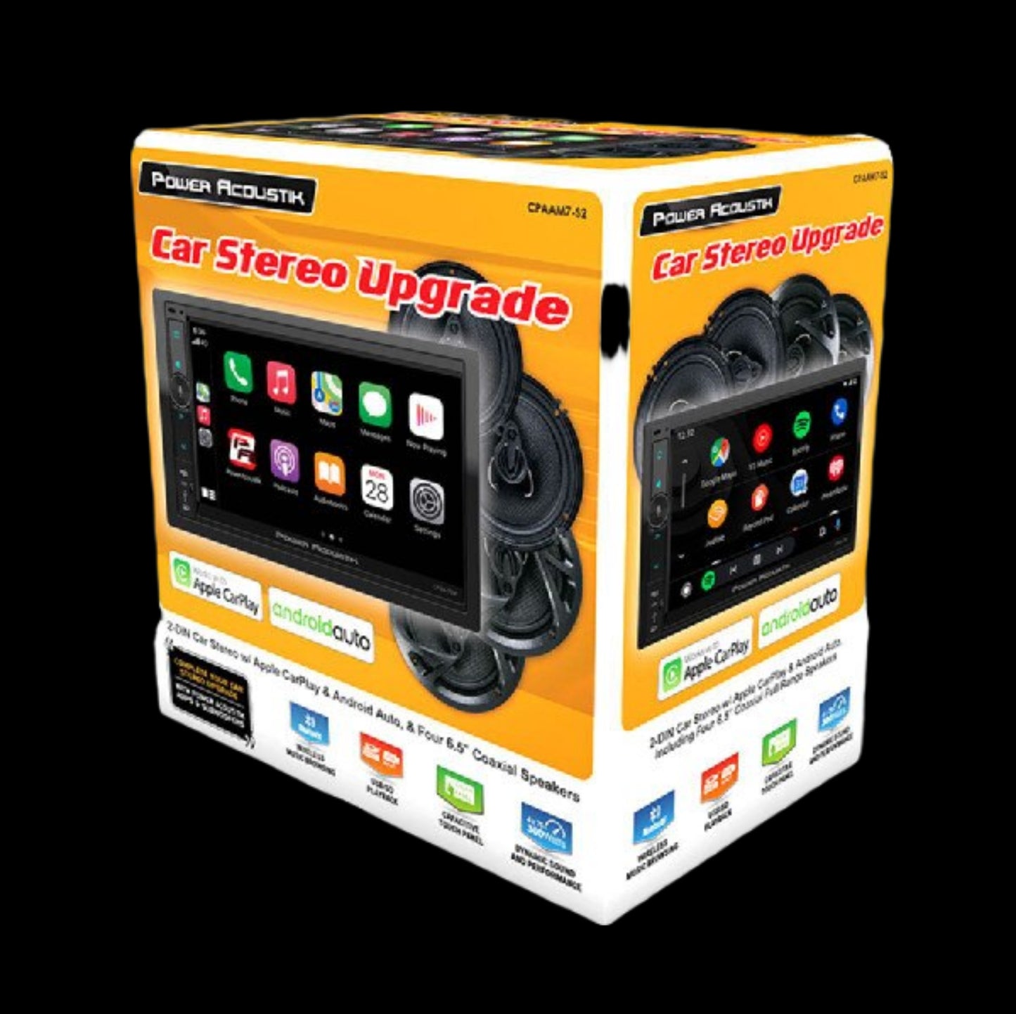 POWER ACOUSTIK 7"" DBL DIN WITH APPLE CARPLAY & ANDROID AUTO PACKAGED WITH 4 - 6.5"" SPEAKERS (CPAAM7-S2)