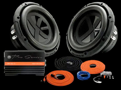 DB DRIVE DUAL 8" SUBWOOFER, MONO AMPLIFIER, & 4GA WIRING KIT BASS PACKAGE