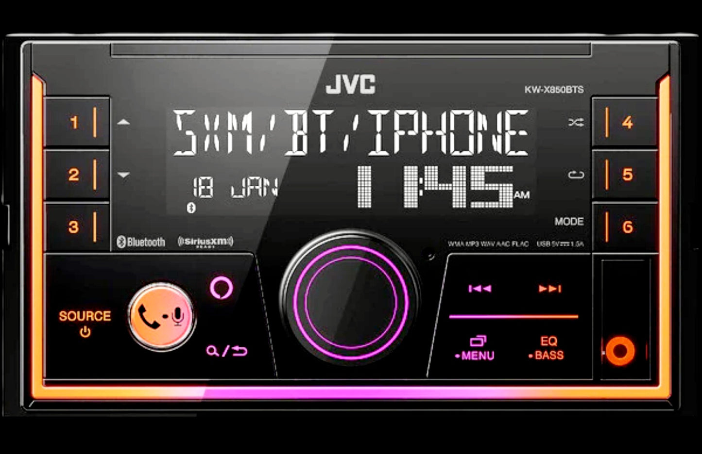 JVC DOUBLE DIN AM/FM MECHLESS BLUETOOTH & USB SIRIUSXM (KWX850BTS)