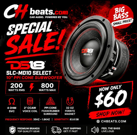 DS18 SLC-MD10 SELECT 10" PPI Cone Subwoofer 800 Watts 4-Ohm SVC