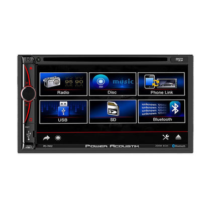 Power Acoustik 7” Double Din Fixed Face Touchscreen Dvd Receiver With Bluetooth Phonelink & Usb/sd
