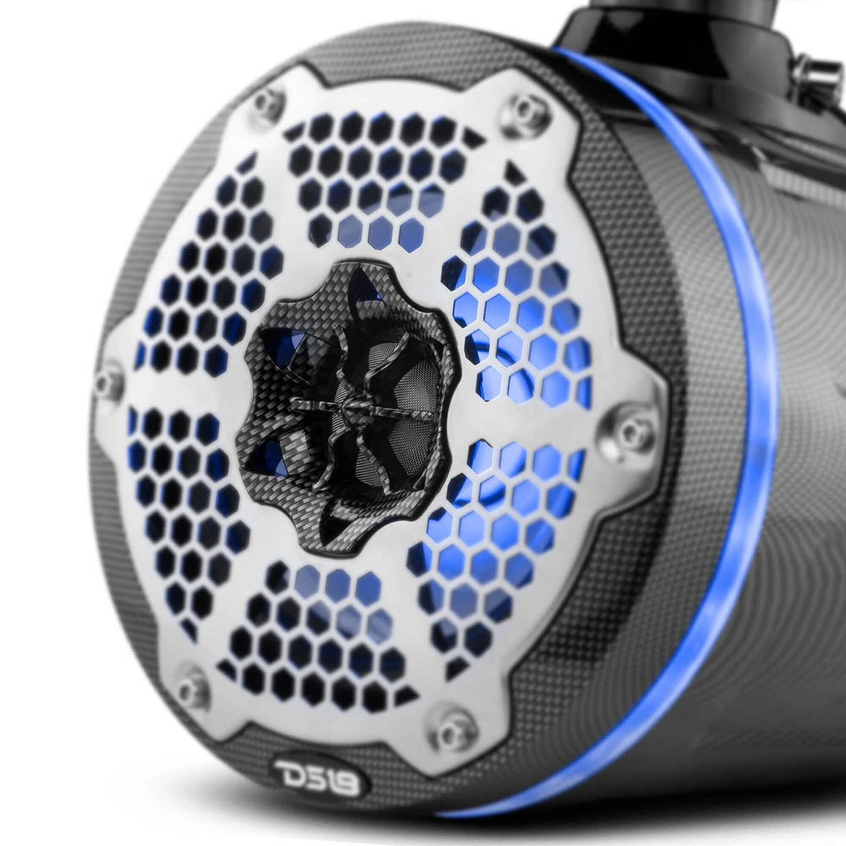 DS18 HYDRO 6.5″ Marine Wake Tower Speakers RGB Lights, 300W Max – Color: Black Carbon Fiber