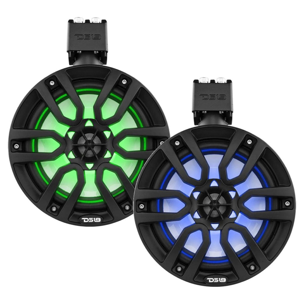DS18 HYDRO 8” 2-Way Wakeboard Speaker with RGB LED Illumination (Black)