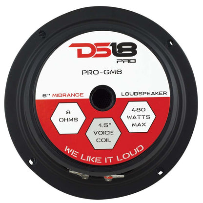 DS18 6.5″ Midrange Speaker, 140W RMS/480W Max, 8 Ohm (Sold Each)