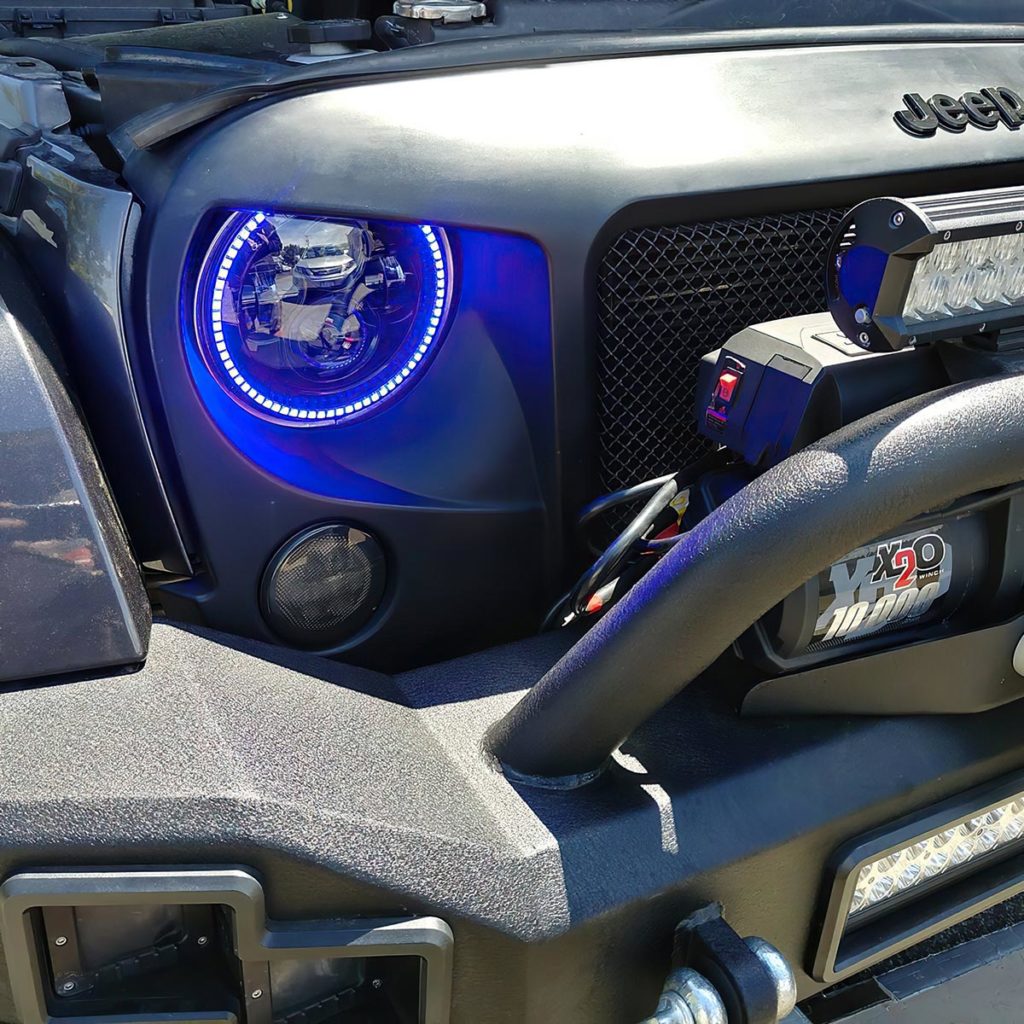 ORACLE Lighting 7″ High Powered LED Headlights – Blue Halo with Black Bezel (Pair)