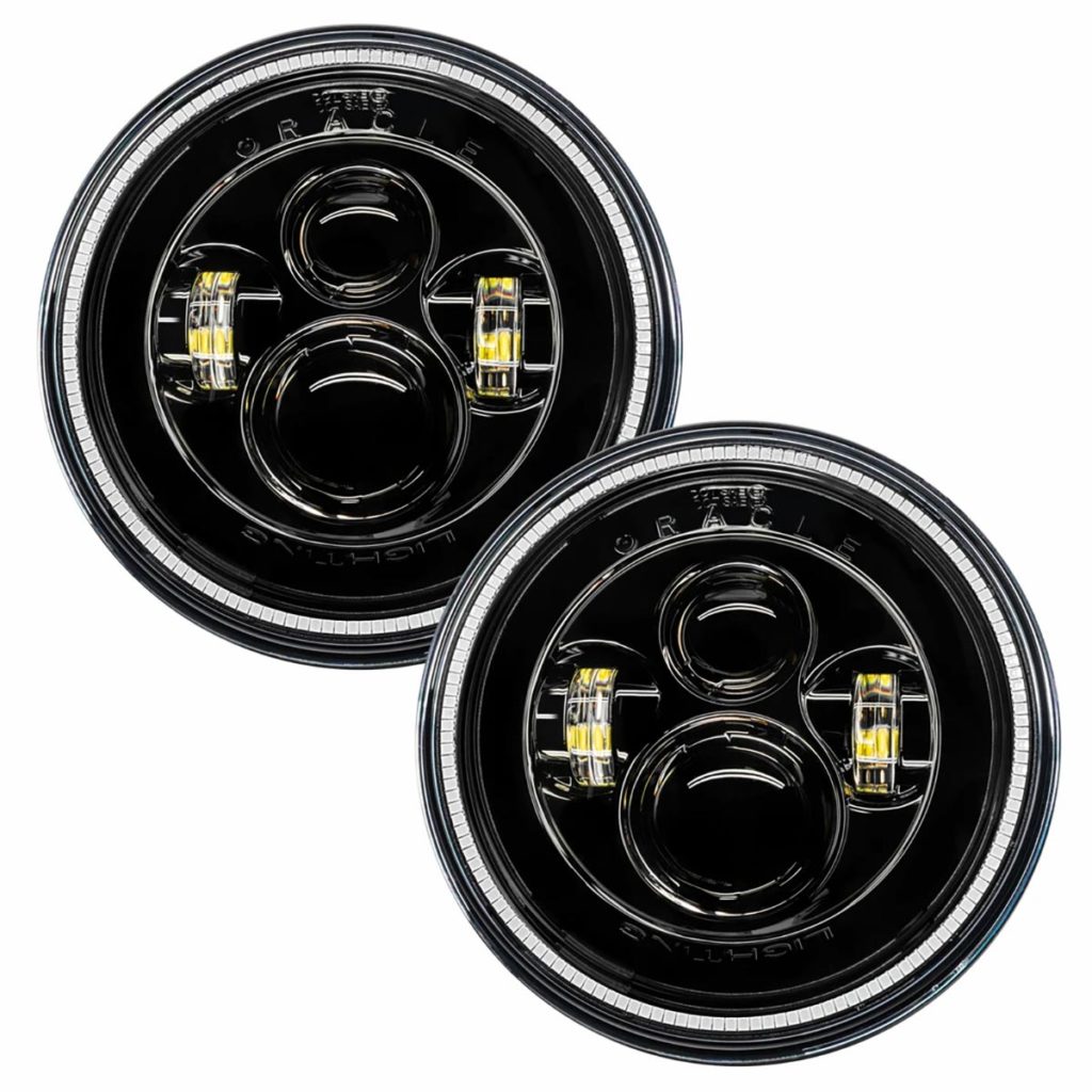 ORACLE Lighting 7″ High Powered LED Headlights – Blue Halo with Black Bezel (Pair)