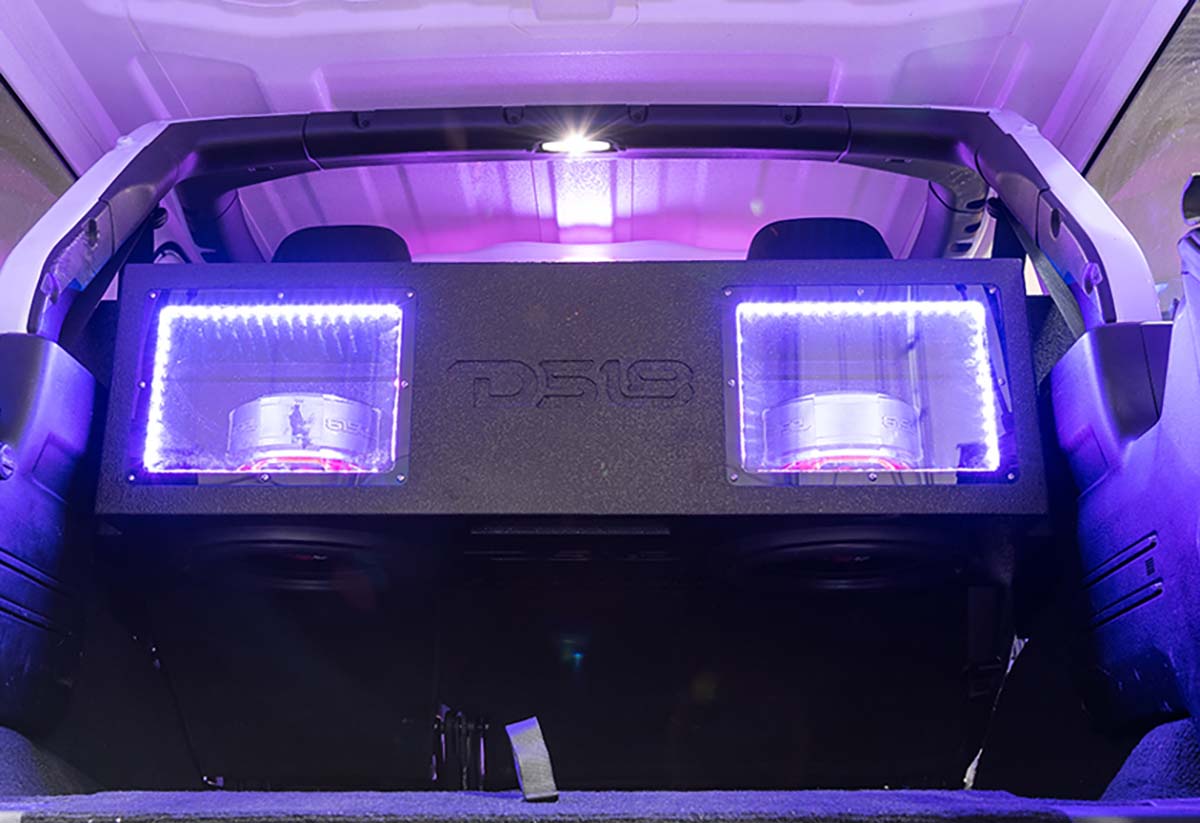 DS18 Vented Down-Firing Dual 12″ Enclosure for Jeeps with Acrylic Windows & LED Illumination