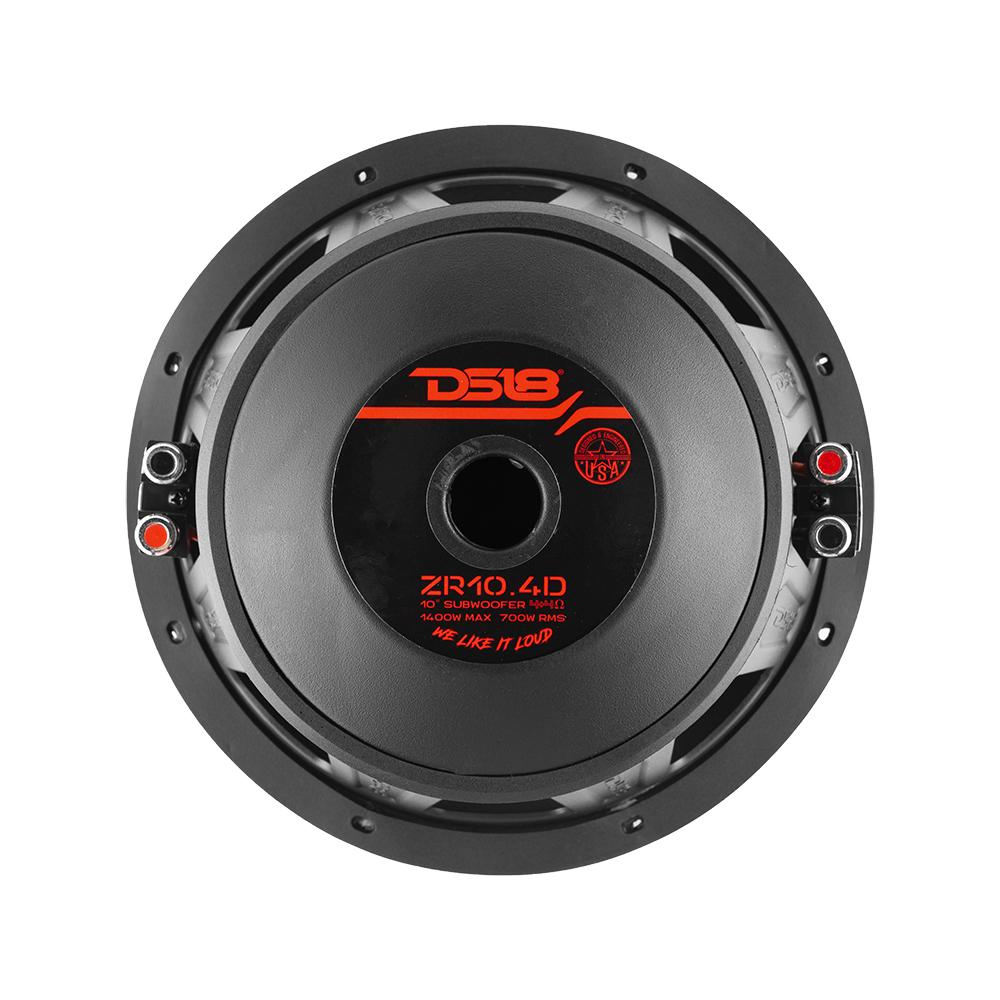 DS18 10″ Woofer, 700W RMS/1400W Max, Dual 4 Ohm Voice Coils